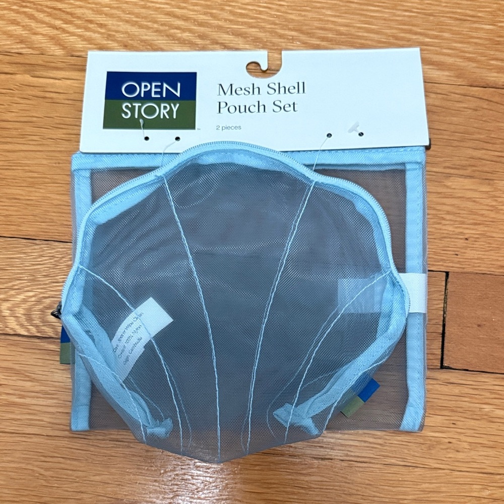 Open Story Light Blue Mesh Shell Pouch Set